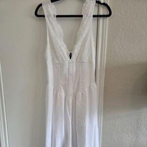 Wild Fable White Floral Embroidered Midi Dress